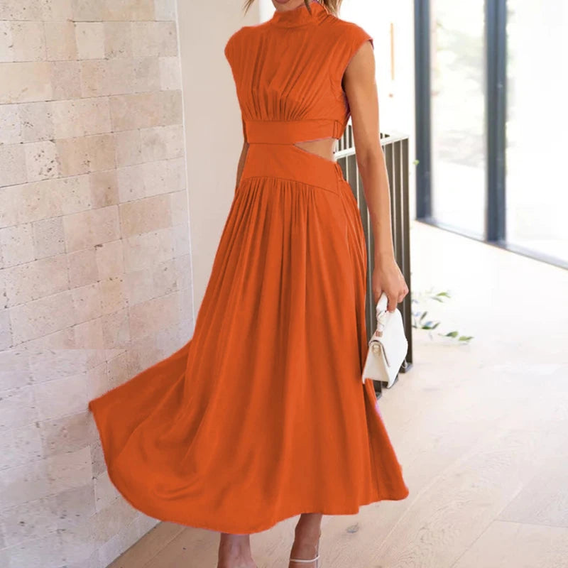Cut Out Party Long Dress Summer Robe Loose Sleeveless Dress Aline Open Waist Y2k Dresses