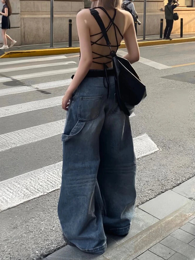 Woman Oversize Jeans Baggy Denim Low Waist Pants Wide Leg Core Baddie Style New Trend Aesthetics Japanese Ins