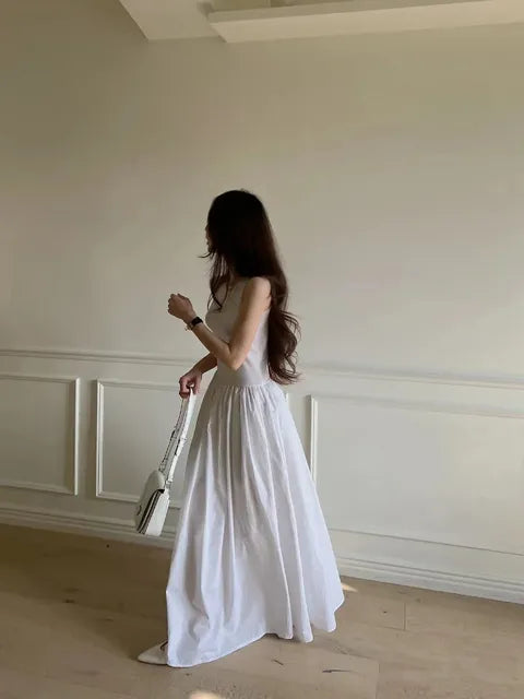 Long Dress Summer Sleeveless Korean Dresses a Line Long Robe Vestidos