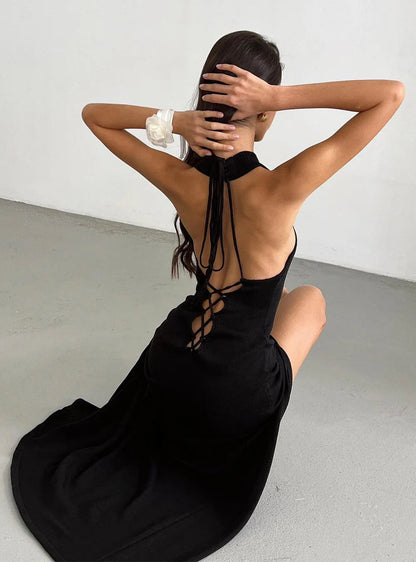 Long Dress Sleeveless Halter Neck Beach Swimwear Cover Up Evenng Party Dress Maxi Beachwear Outfits