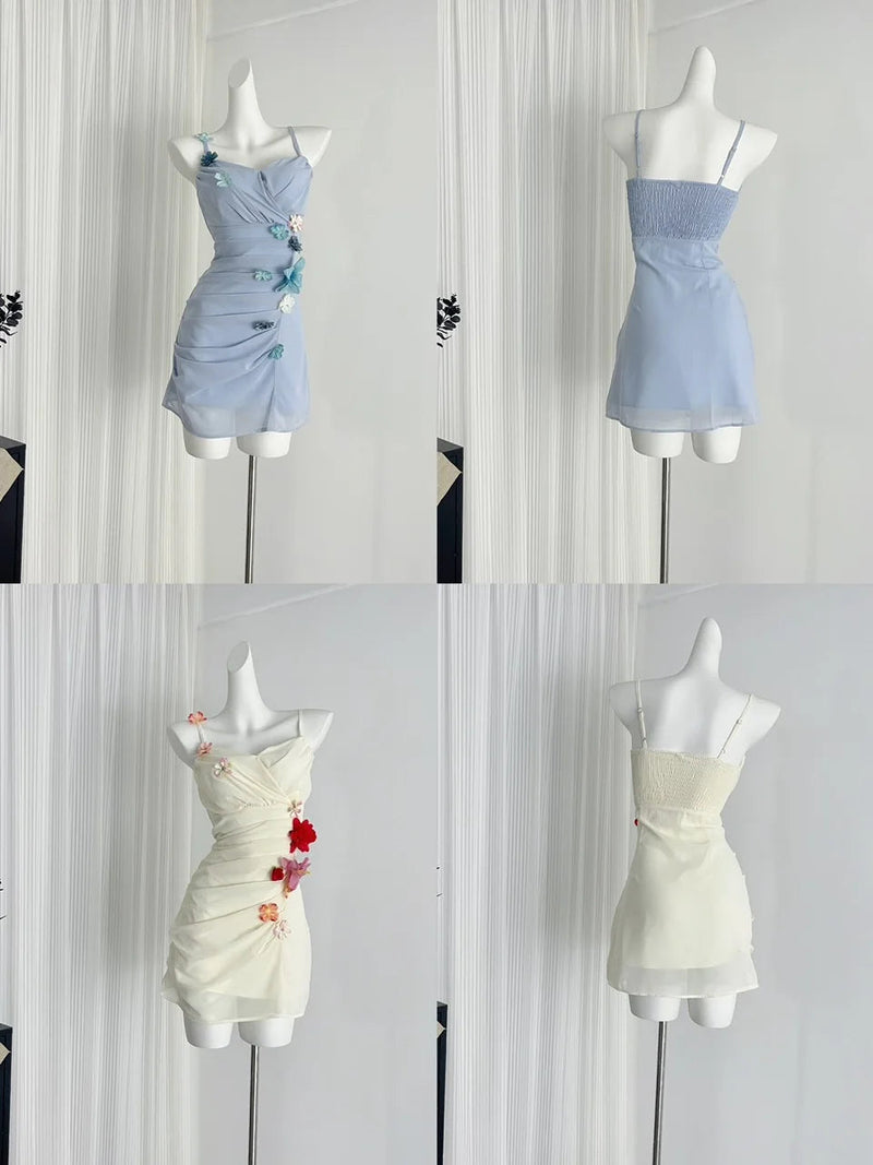 Summer Mini Dress Sleeveless Korean Strap Dress Office Lady Even Party Bodycon Slim Clothing Y2k