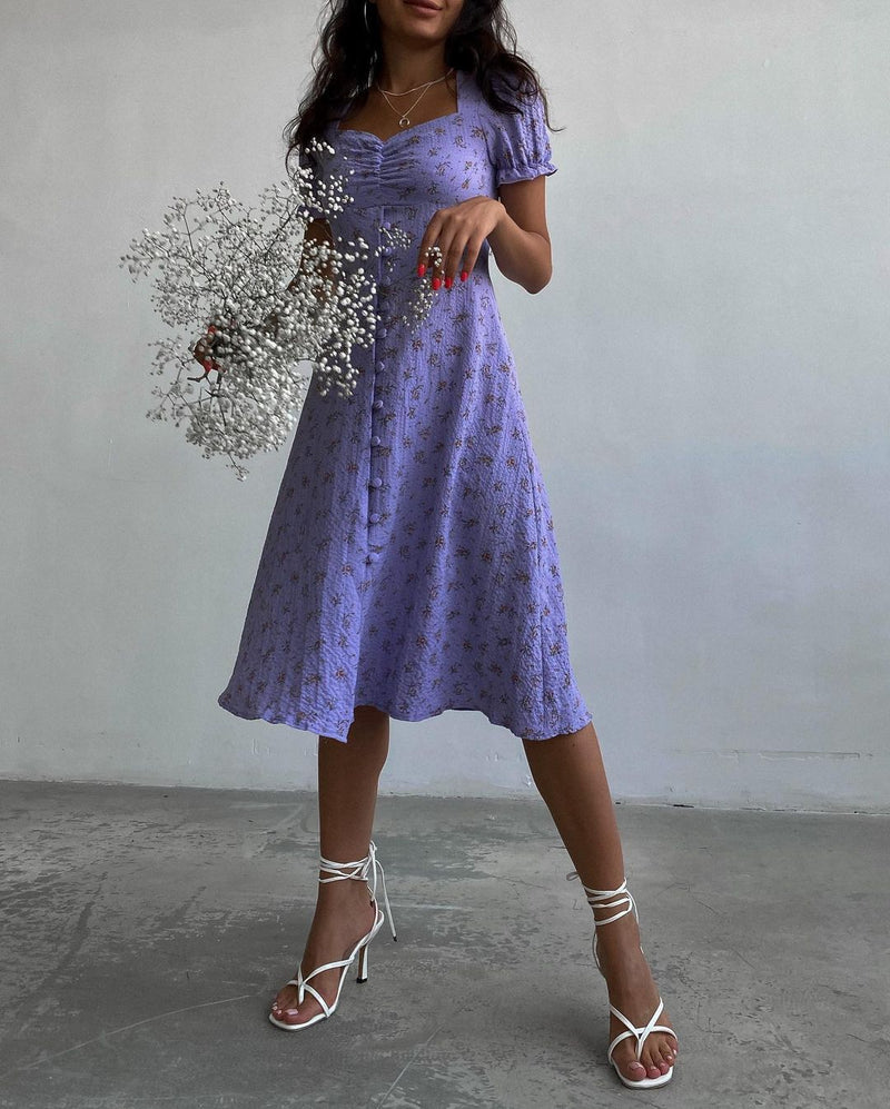 Summer Side Split Long Dress Female Beach Retro Print Sundress Vestido
