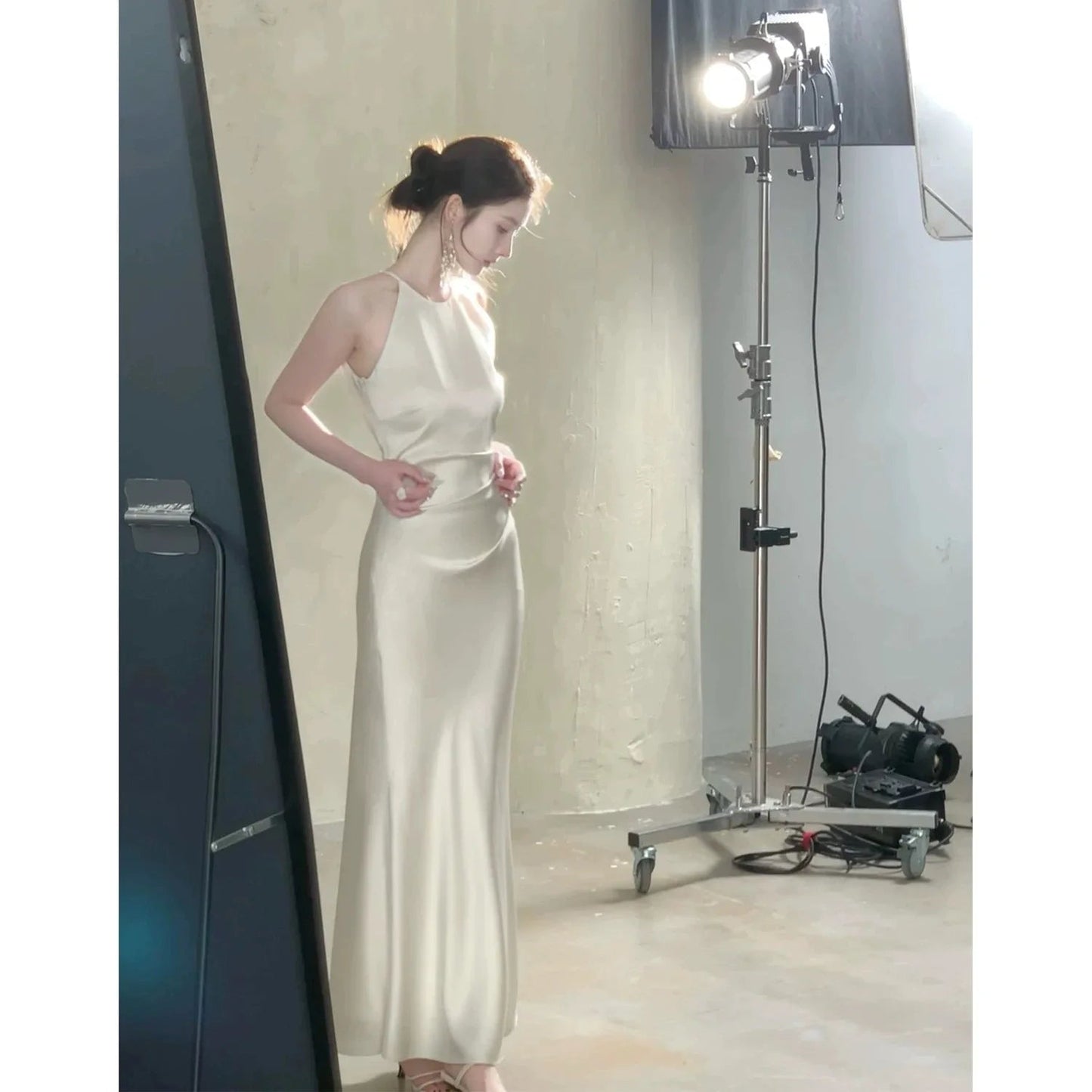 Long Dresses Ruffles Blue Evening Dress Slim Fit Whit Canisole Green Mermaid Vestidos