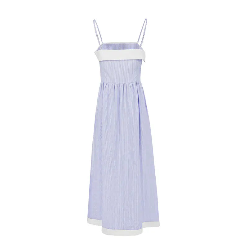 Aline Maxi Dresses Summer New Splicing Slim Dresses Backless Sling Female Dress Clothing