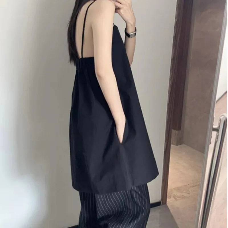 Y2k Dresses Slash Neck Spring Summer Korean Vestidos Mujer Sleeveless Aline Mini Dress