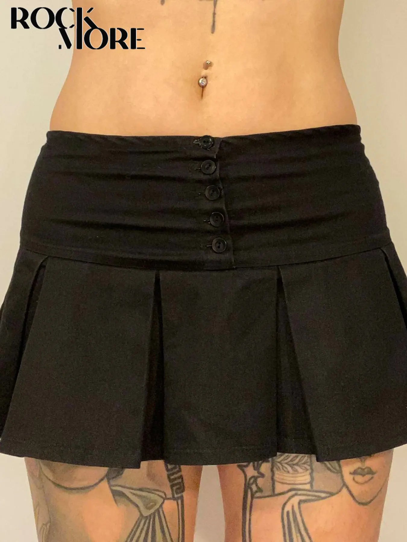 All Match Black Button Pleated Mini Skirts Harajuku Shorts Skirt Japanese 2000s Style Y2k