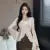 V Neck Long Sleeve T Shirt Youth Tee Korean Top Female Irregular Basic Blouse Lady Office