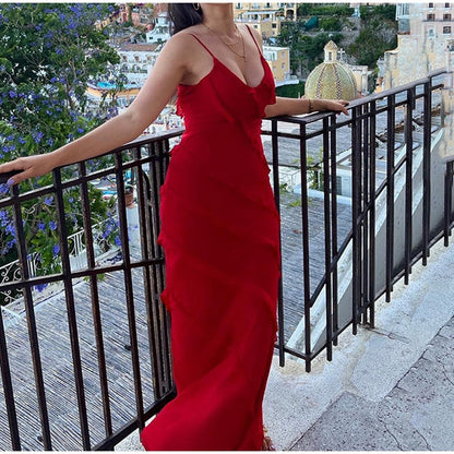 Deep V Neck Maxi Dress