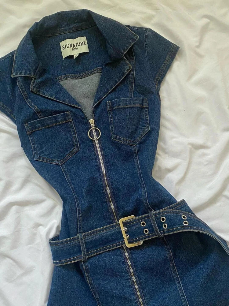 Y2k Denim Dresses Spring Summer American Retro Mini Dress Vestidos Mujer