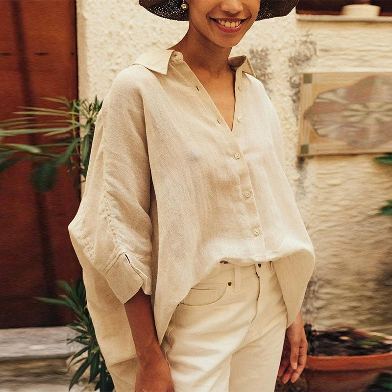 Linen Half Sleeve Office Blouse