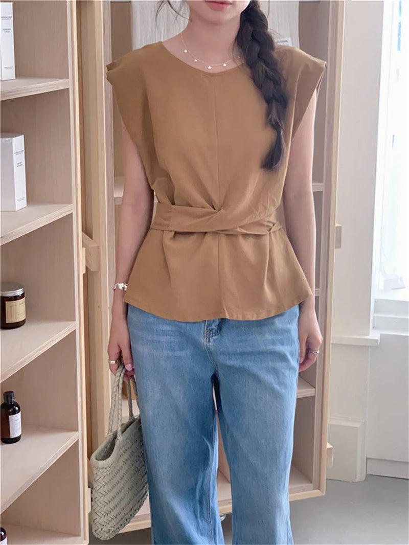 Work Wear Blouses Minimalist Summer Sleeveless Daily New Office Lady