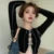 Black Front Bow Tied Shirt Y2k Crop Tops Ruffle Long Sleeve Tee Basic Shirts and Blouses Clothing Brand