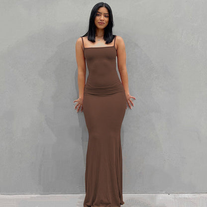 Dresses for Spaghetti Strap Black Long Dress Evening Y2k Sleeveless Skinny Bodycon Maxi Vestidos