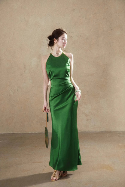 Long Dresses Ruffles Blue Evening Dress Slim Fit Whit Canisole Green Mermaid Vestidos