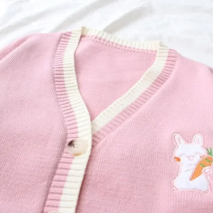 Korean Sweet Sweaters Japanese V Neck Long Sleeve Cardigans New Embroidery Cardigan