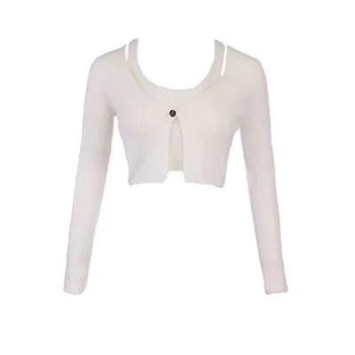 Princess Sweet Lolita Thin Wisteria Fake Twopiece Alpaca Wool Slimming Knit Cardigan