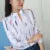 White Tops Blouses Stripe Print Long Sleeve Office Lady Ol Shirts Slim Blusas Df4970
