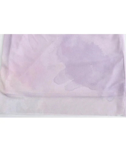 Summer Long Dresses Woman Purple Tulle Tie Dye Sleeveless Backless Ruched Female Slim Midi Party Dress