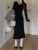 Autumn Knitted Dresses for Ruffles V-neck Bodycon Midi Dress Korean Vestidos Mujer New Knitwear