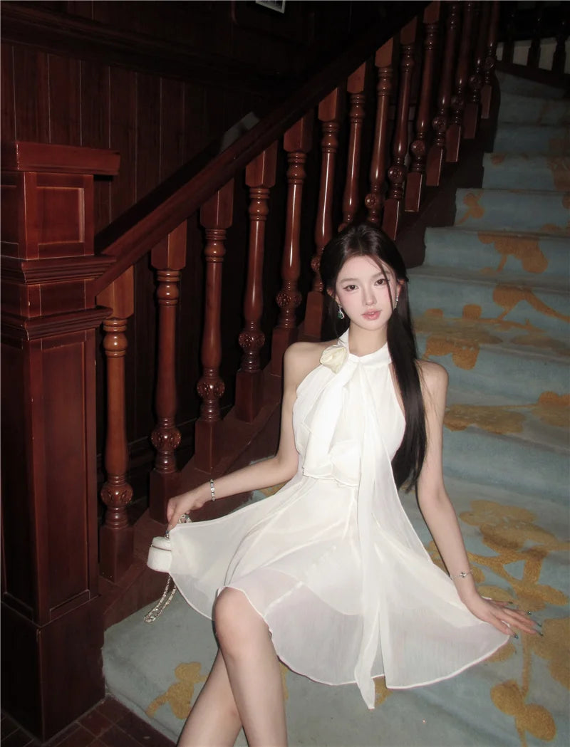 Sleeveless Y2k Mini Dress Korean Lady One Piece Clothing Evening Party Summer New