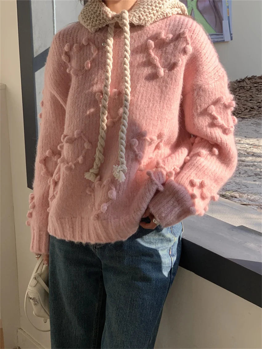Gentle Spring Sweaters Ol Knitted Loose Daily Full Sleeve Minimalist Office Lady Pullovers Sweet