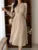 Korean Autumn Midi Dresses for Long Sleeves V-neck A-line Dress Office Lady Clothing New