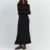 Ribbed Knit Full Sleeve Maxi Dress Crew Neck Bodycon Pencil Long Dress Tie Waist Dress 90s