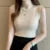 Sleeveless Knit Blouse Summer Color Vest Tops Half High Neck Shirt