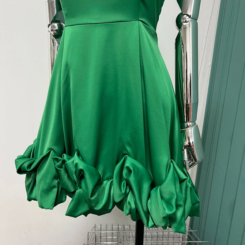 Temperament Western Satin Sling Holiday Style Mini Dress