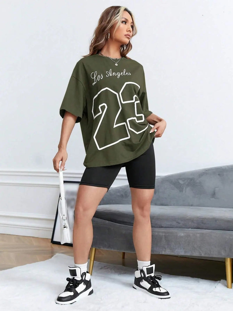 Los Angeles 23 Letter Print T-shirt