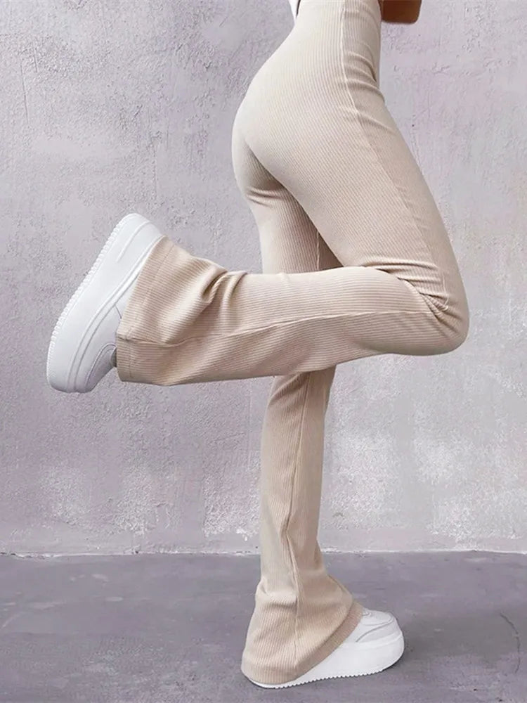 High-waisted Long Micro Flare Y2k Pants Trousers Color High Waist Slim Clothes Sweatpants