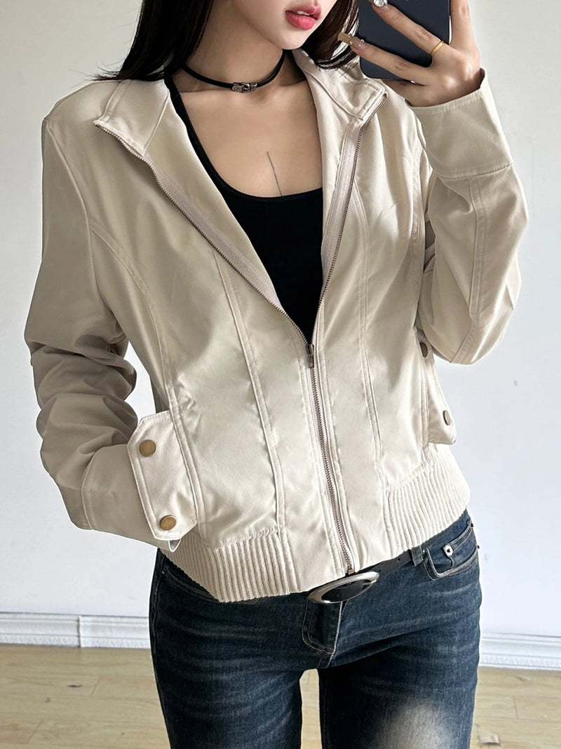 Slim Basic Jacket S Autumn Winter New All-match Harajuku Zipper Coat Causal Simple