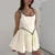 Slim Suspender Dress ’s Contrast Color Splice Sleeveless A-line Mini Dresses Female Party Club Clothes