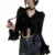 Y2k Shirt 2000s Color Sheer V Neck Flared Long Sleeve Ruffle Blouse Crop Top Coquette Clothing