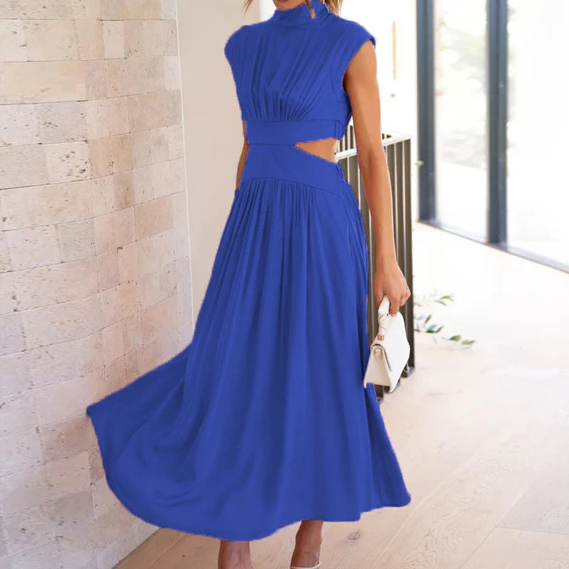 Cut Out Party Long Dress Summer Robe Loose Sleeveless Dress Aline Open Waist Y2k Dresses