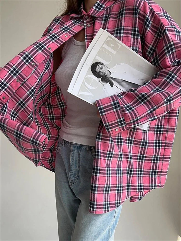 For Shirts Outwear Lapel Loose Patchwork Long Sleeve Striped Female Cardigan Coat