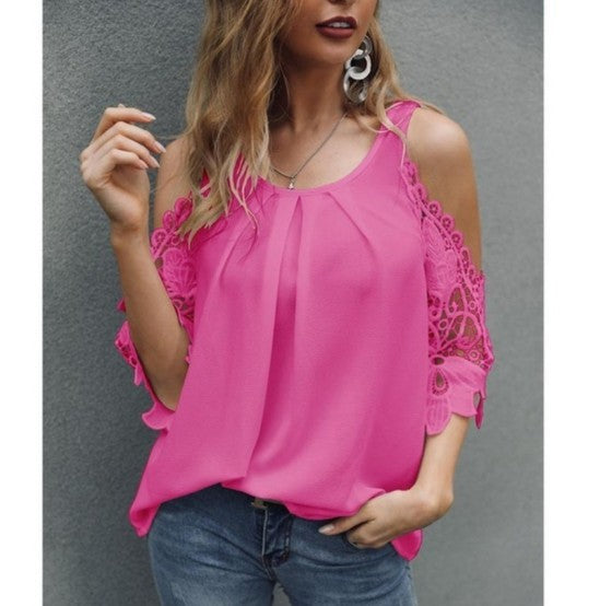 Off Shoulder Lace Blouse Summer Tops White Black Blouses O-neck Loose 5xl Clothes