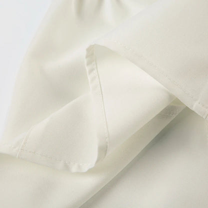 French Retro Satin Aline Shirt Slimming Short Sleeve Vneck Blouses Office Top Allmatch