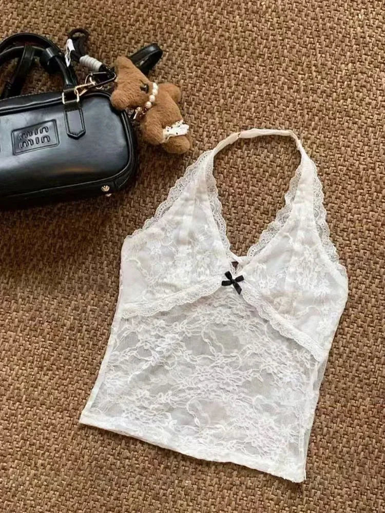Korean Inside Blouse Lace Y2k Crop Top Harajuku Tank Top Femme Vest Sweater Inside Vest 2000s Clothing