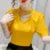 Summer Style Blouses Shirts Lady Puff Short Sleeve Beading O-neck Pearl Blouses Tops