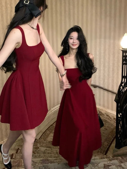 Summer Midi Dress French Holiday Party Dresses A-line Prom Robe Wedding Vestidos Clothes New