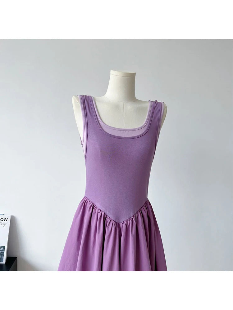 Summer Evening Color Backless Maxi Dress Long Party Frocks Coquette Patchwork Aline Onepiece Korean