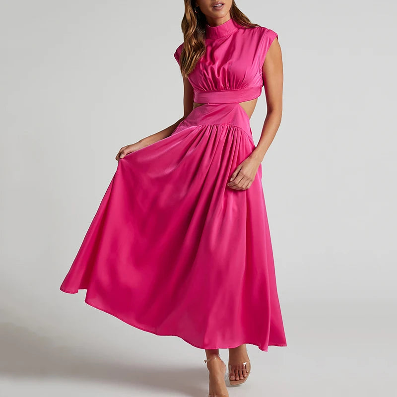 Cut Out Party Long Dress Summer Robe Loose Sleeveless Dress Aline Open Waist Y2k Dresses