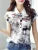Spring Summer Style Chiffon Blouses Shirt Lady Short Sleeve Turn-down Collar Printed Loose Tops Df3548