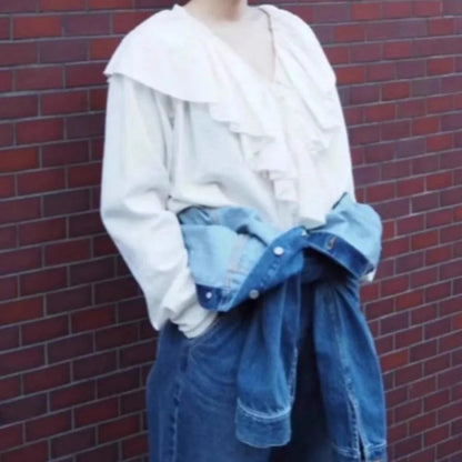 Ruffles Stereoscopic Ruched Blouse