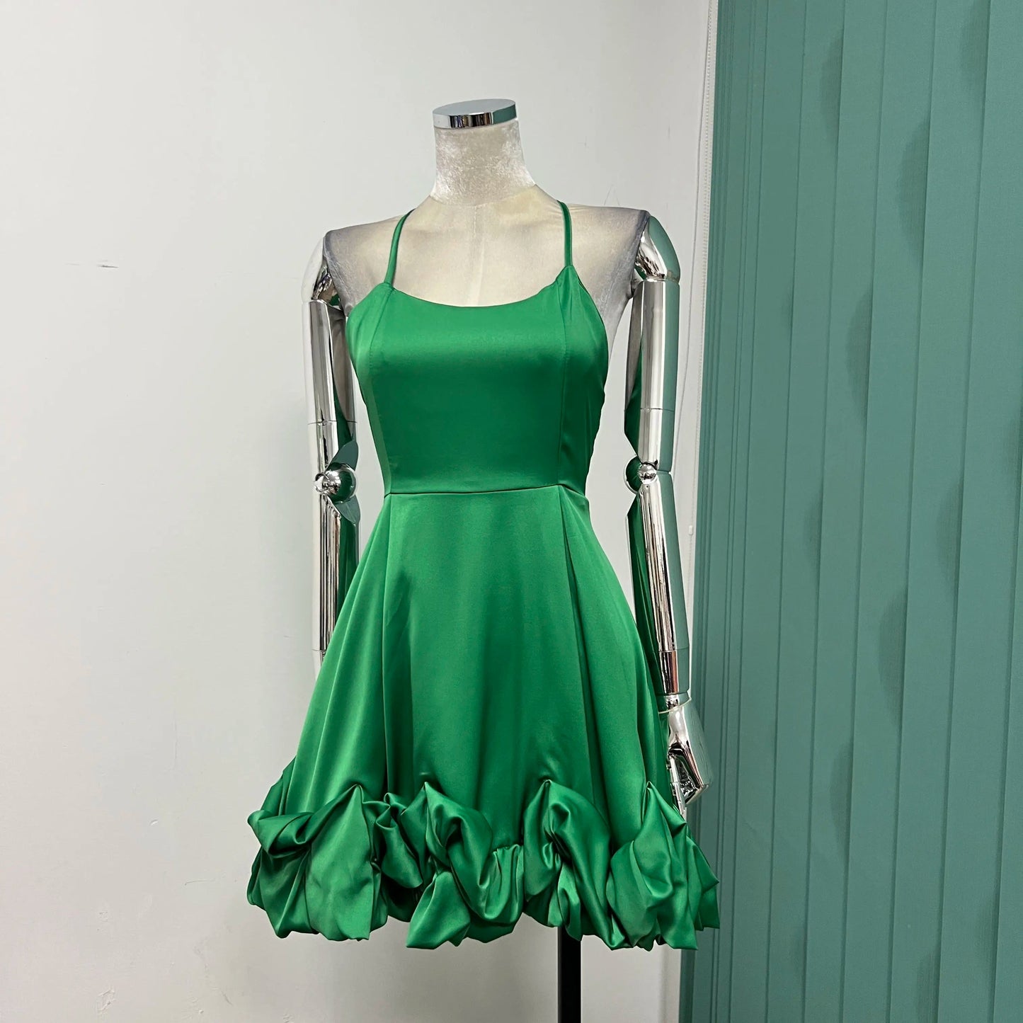 Temperament Western Satin Sling Holiday Style Mini Dress