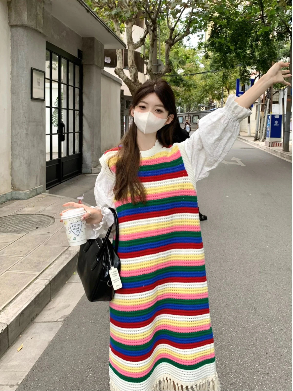 Sweet Forest Colored Sleeveless Polka Dot Vest Dress Autumn Loose Tassel Mint Manwave Long Dresses