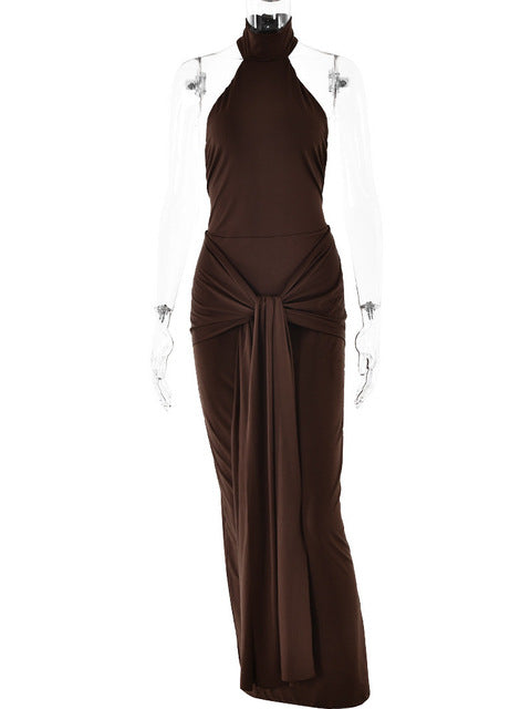 Sleeveless Backless Lace Up Evening Dress ’s Slim Fit Maxi Dress Female Elegance Party Vesidos