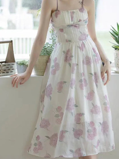 Spaghetti Strap Midi Dress Summer Slash Neck Sleeveless Slim Waist Vestidos Evening Party Robe