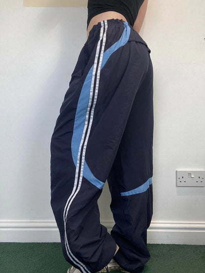Contrast Stripe Wove Straight Leg Pants for Elastic Waist Loose Baggy Trousers Street Jogging Sweatpants